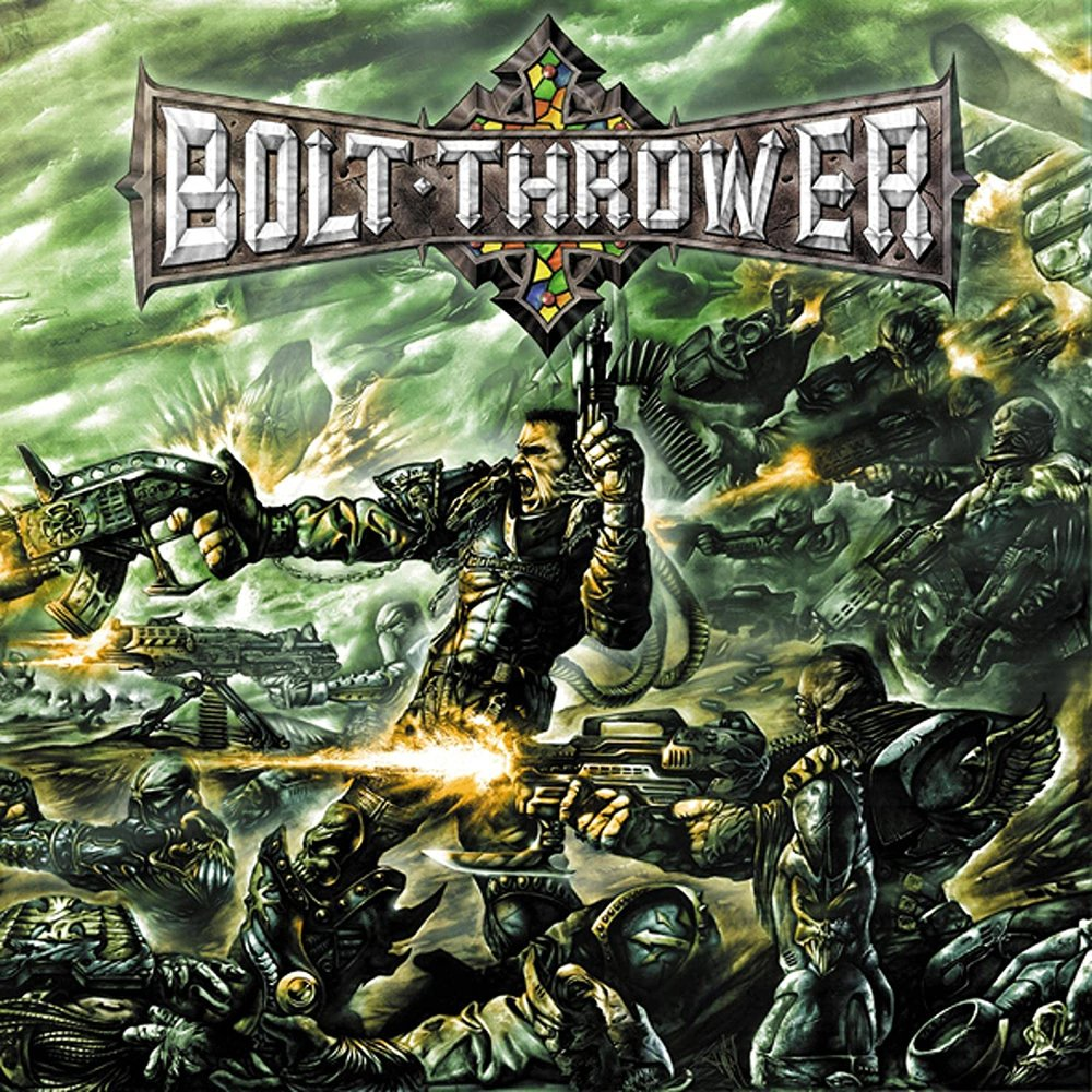 Bolt Thrower 'Honour, Valour, Pride' album cover art featuring a symbolic emblem